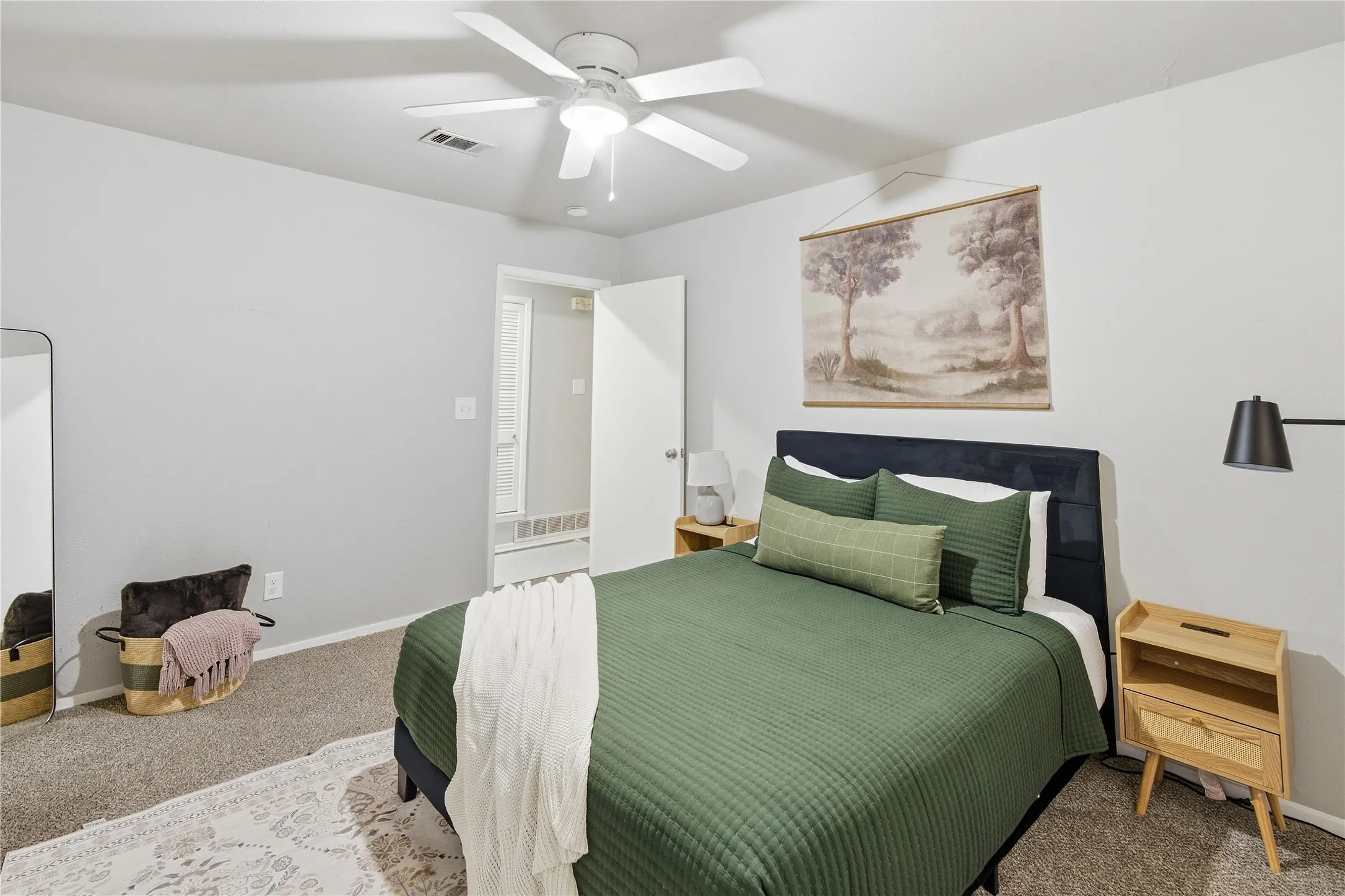 Neutral wall paint with carpet flooring
