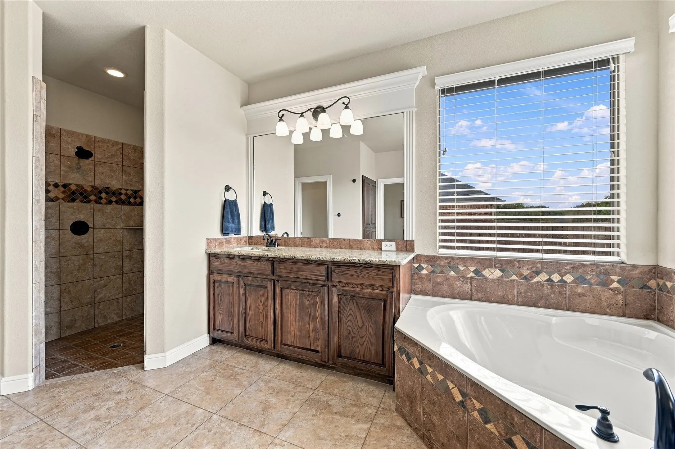 Primary bathroom with separate shower and tub