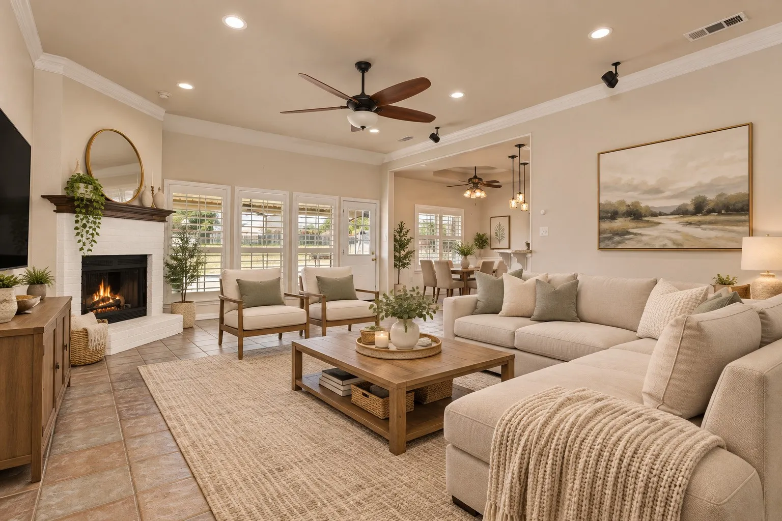 Virtually staged living room