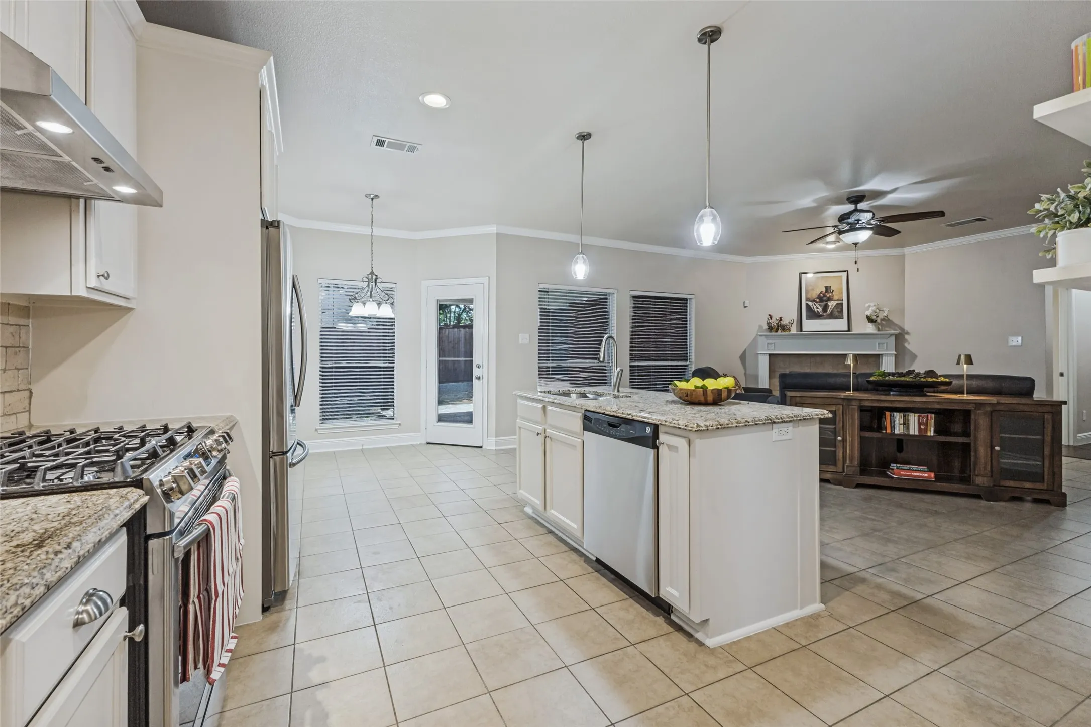 View from kitchen into family room