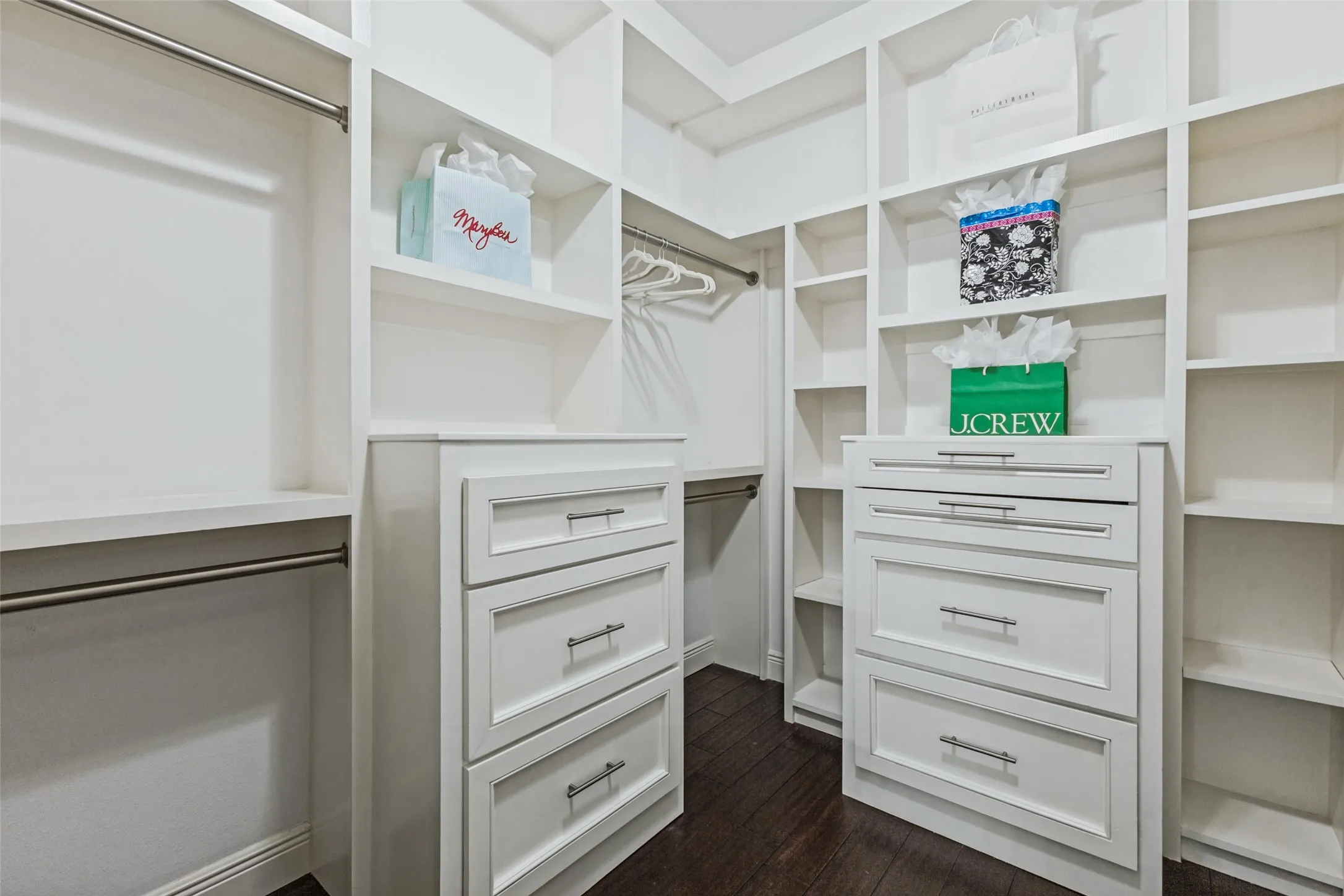 Many custom features in this lovely primary closet