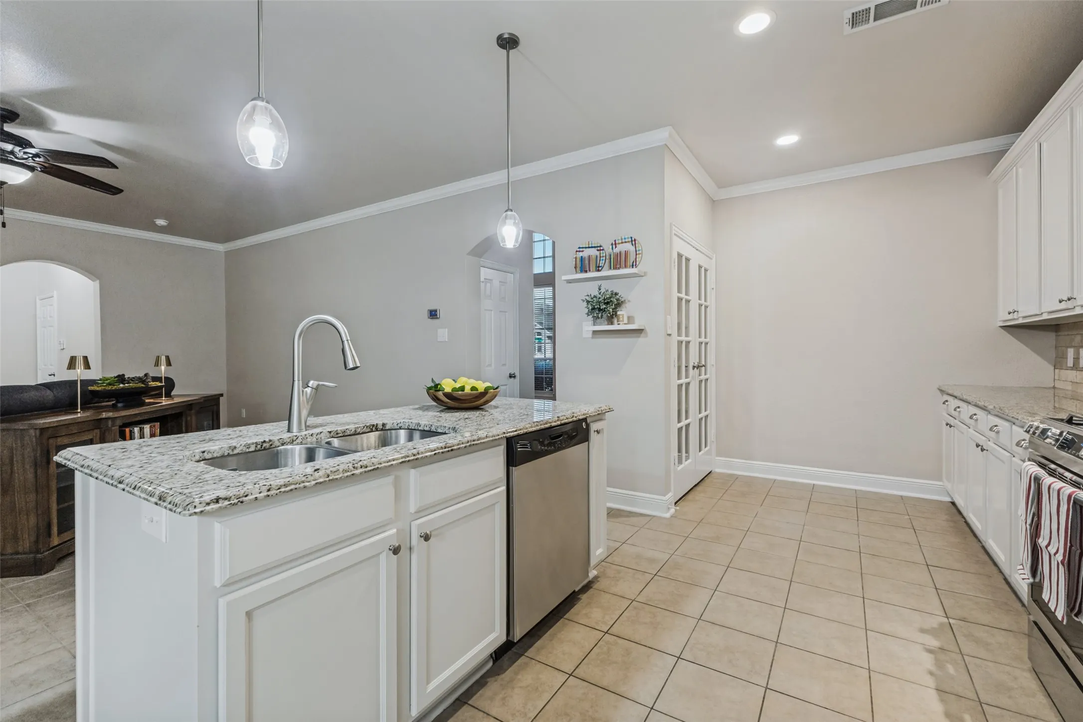 Kitchen island with updates and pantry