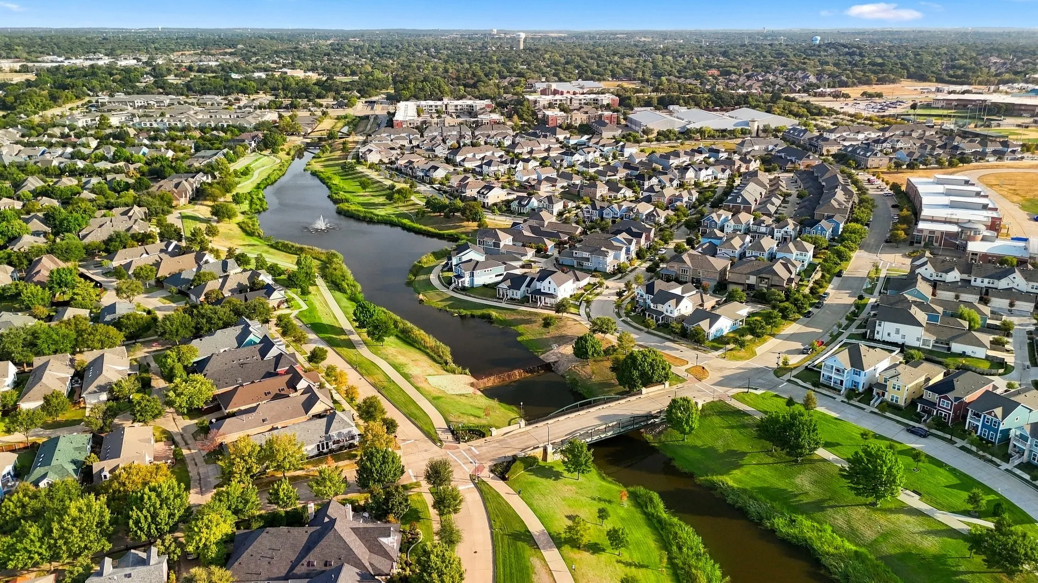 View of the Home Town lake and walking trails