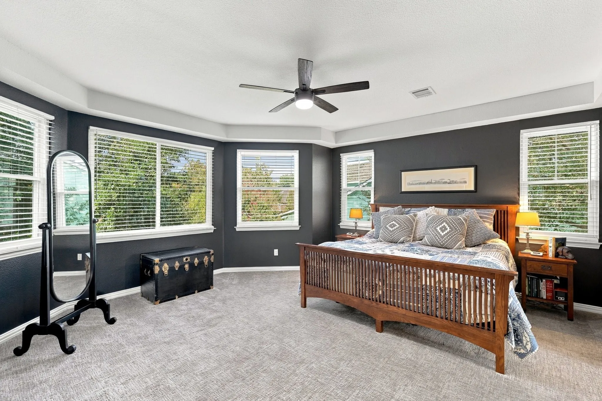 Magnificent bedroom overlooks the back yard