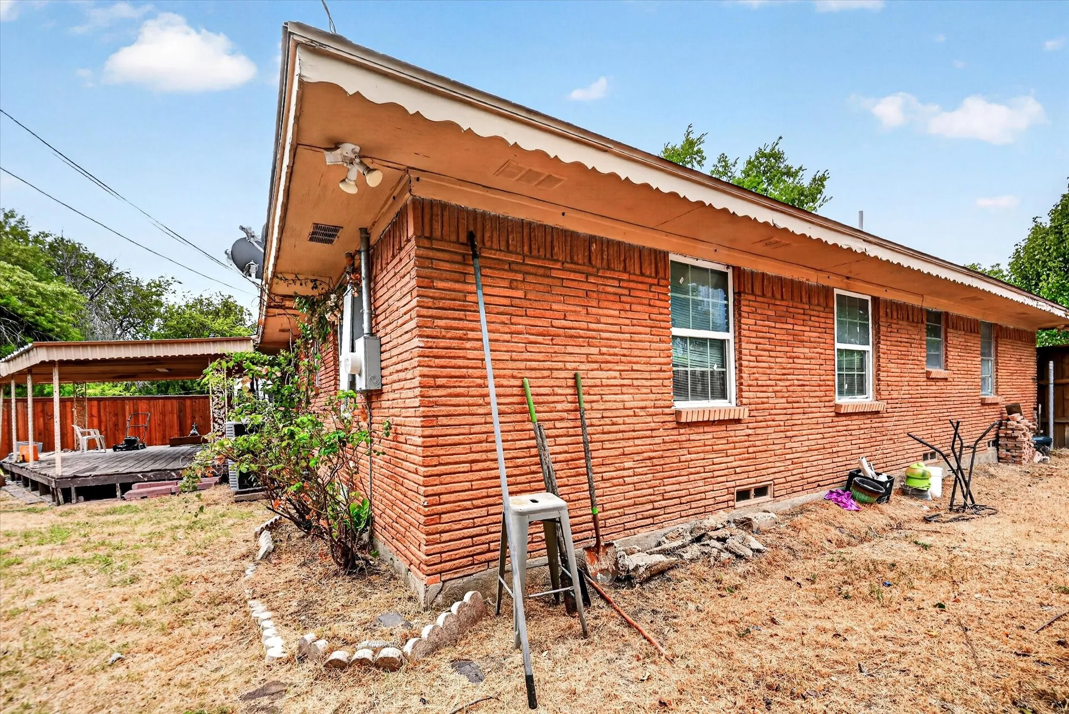 Brick exterior with multiple windows