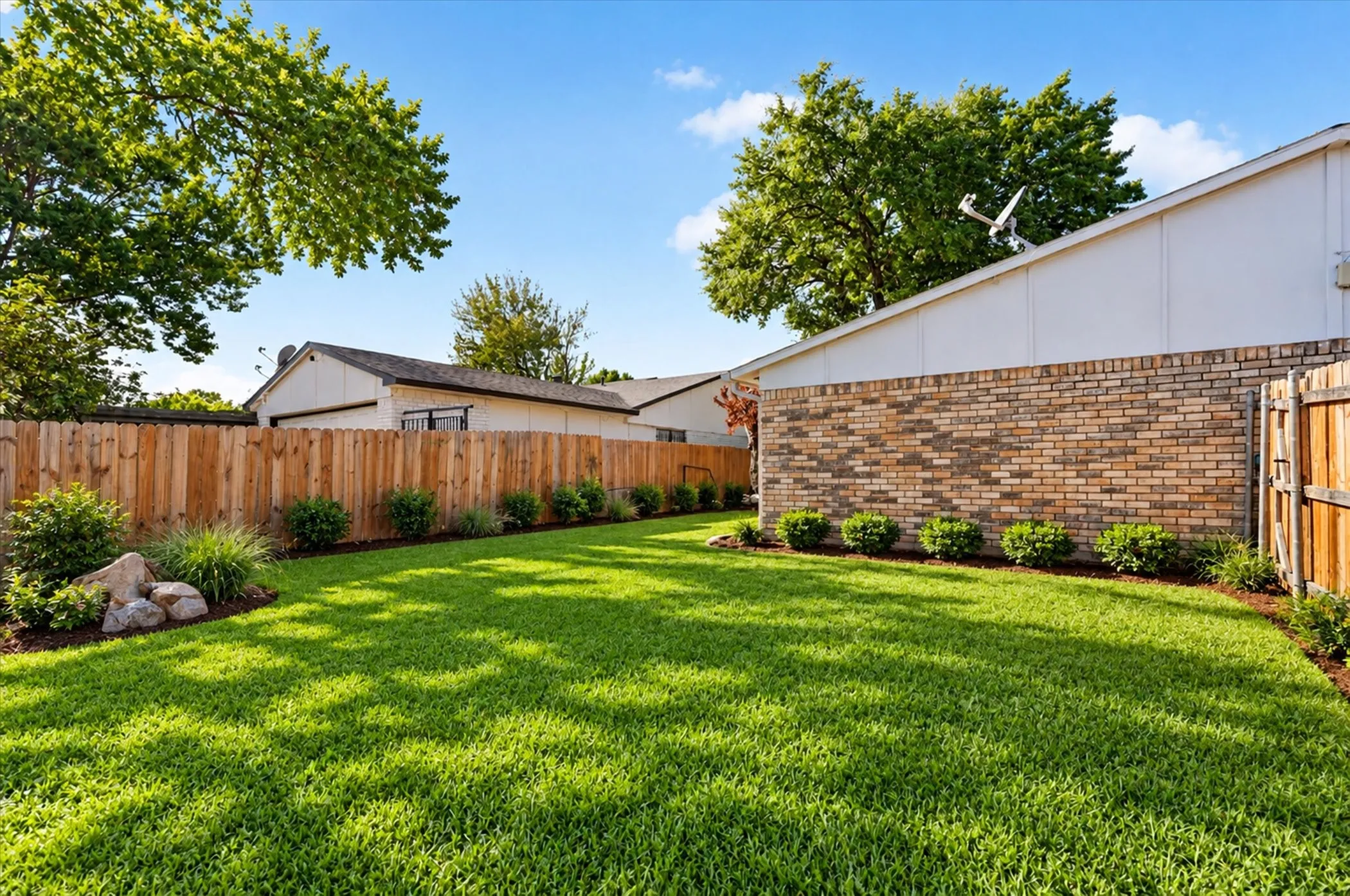 Backyard. Grass and landscaping is digitally altered.