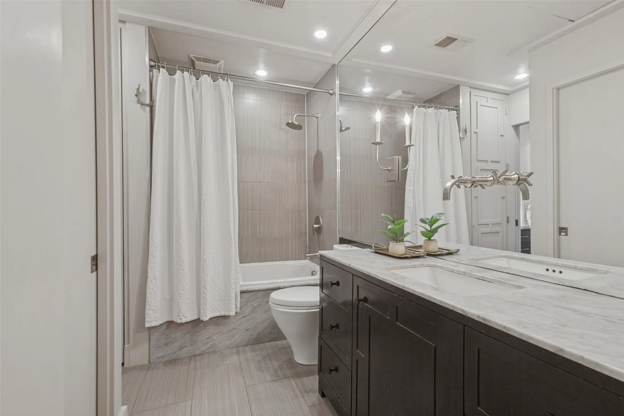 Upstairs bathroom updated with quartz counters-complete w a closet and linen cabinet