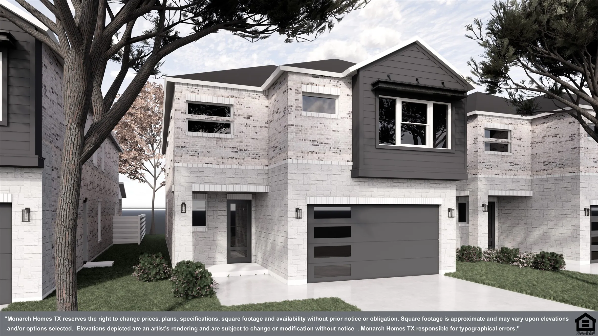 View of front of house featuring a garage, brick siding, and concrete driveway