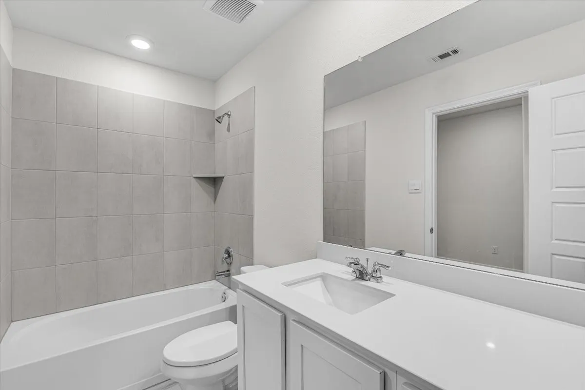 Wonderful hall bathroom with double vanity
