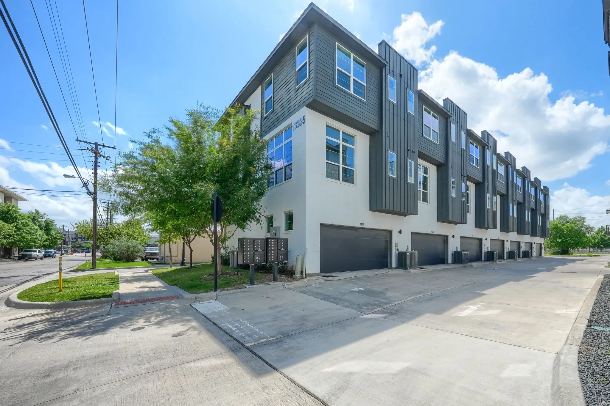 Modern multi-level exterior with a mixed material facade