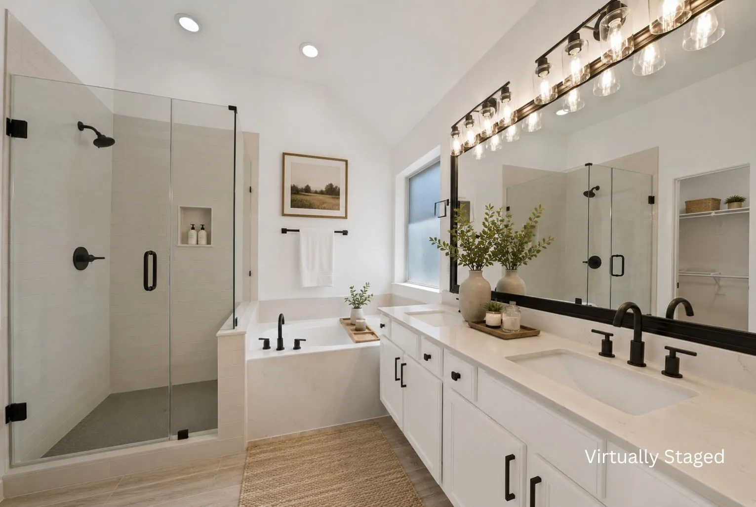 Virtually staged primary bathroom