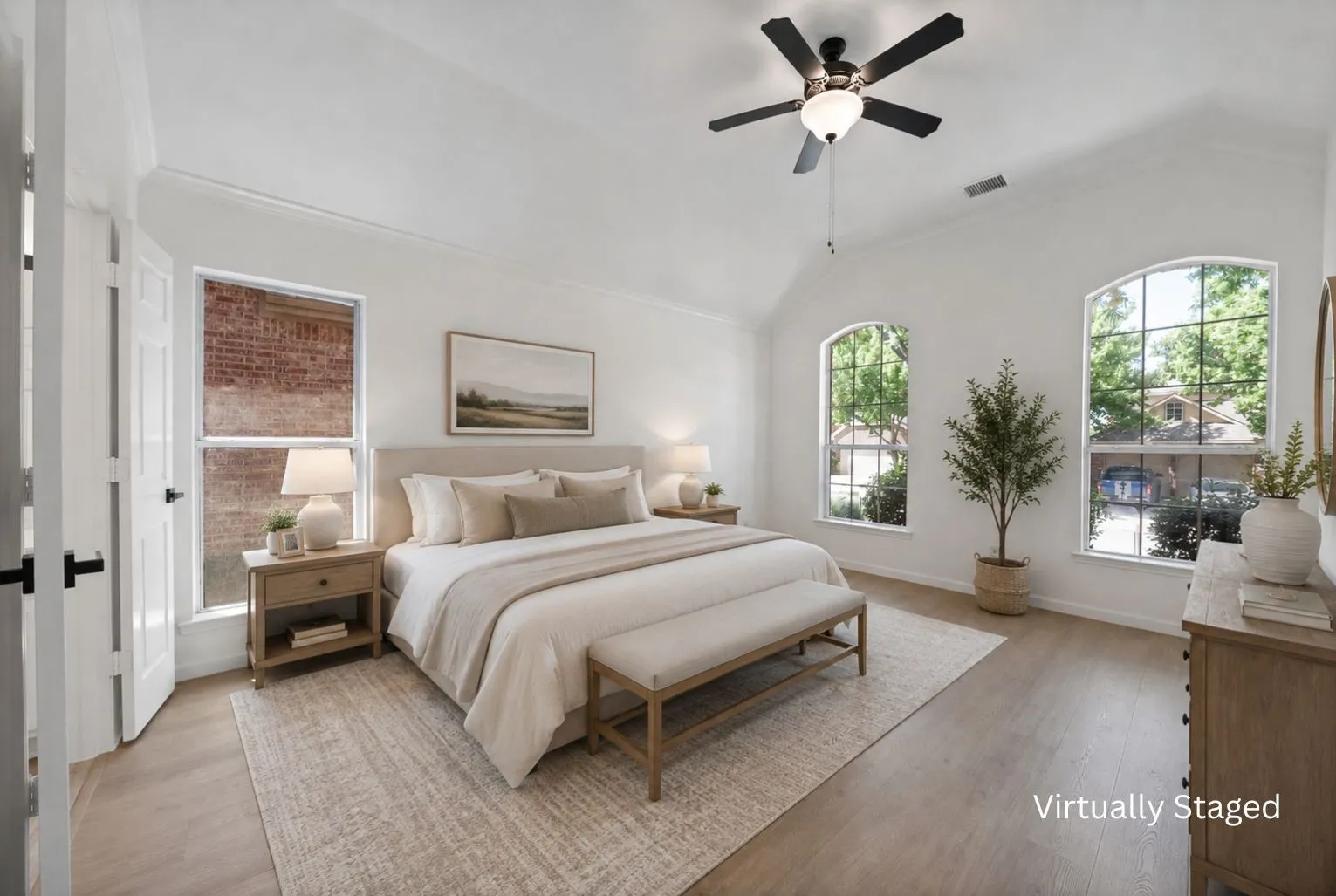 Virtually staged primary bedroom