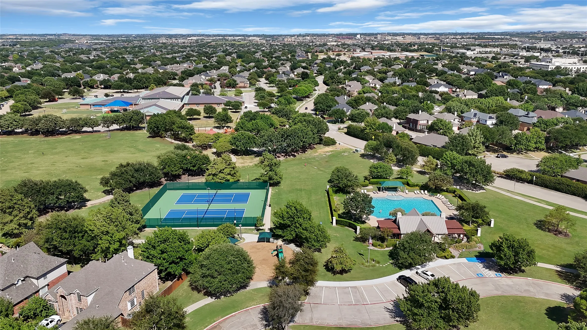 Enjoy the wonderful amenities of The Trails. 2 community pools, tennis courts, greenbelts, playgrounds, fishing pond and miles of scenic walking trails.