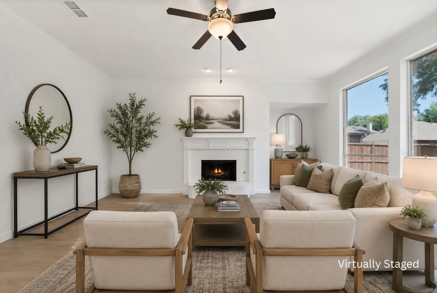 Virtually staged living room