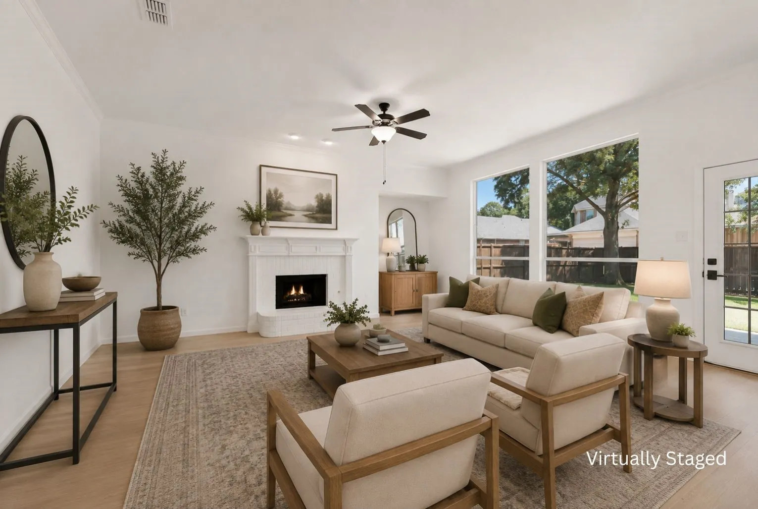 Virtually staged living room
