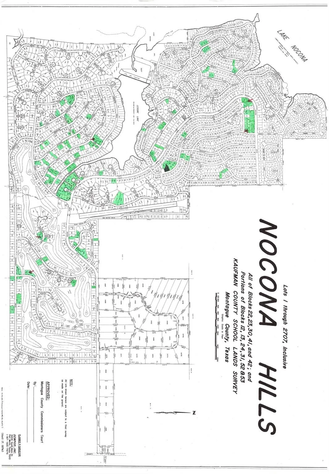 Plat Map. Illustrating the property boundaries and lot configurations within the Nocona Hills development