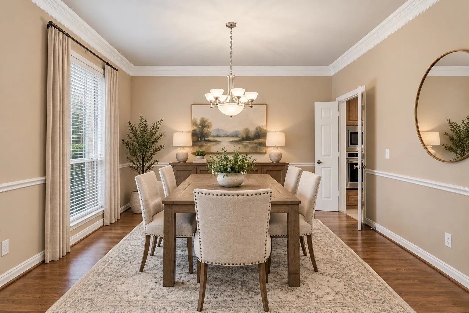 Virtually staged dining room