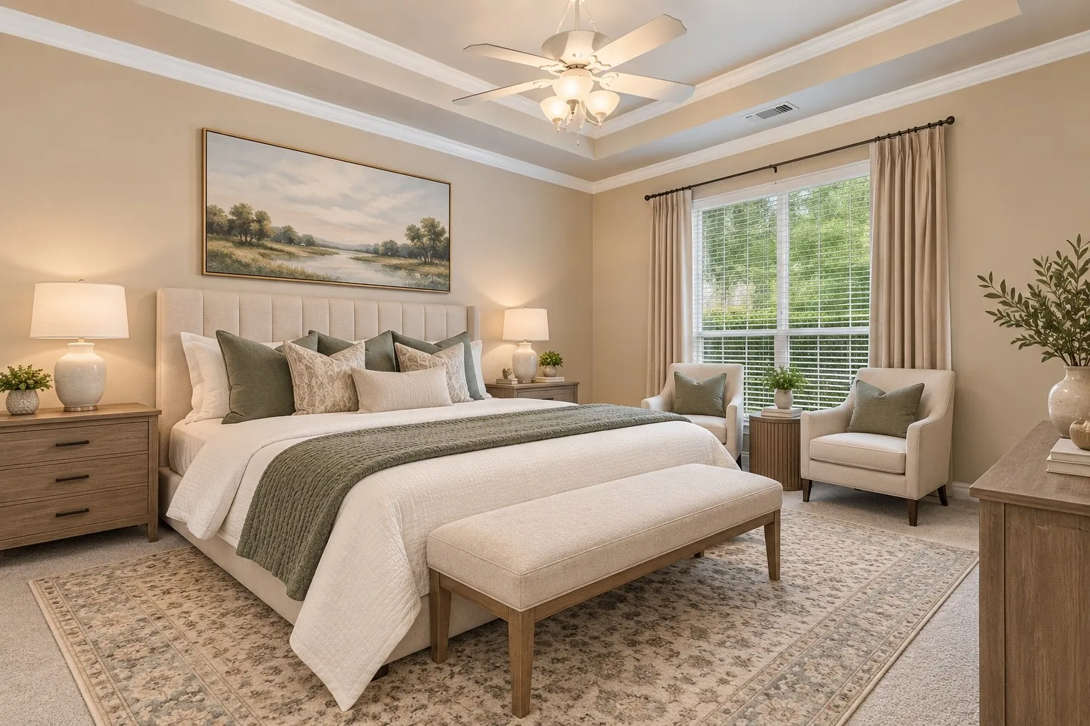 Virtually staged primary bedroom
