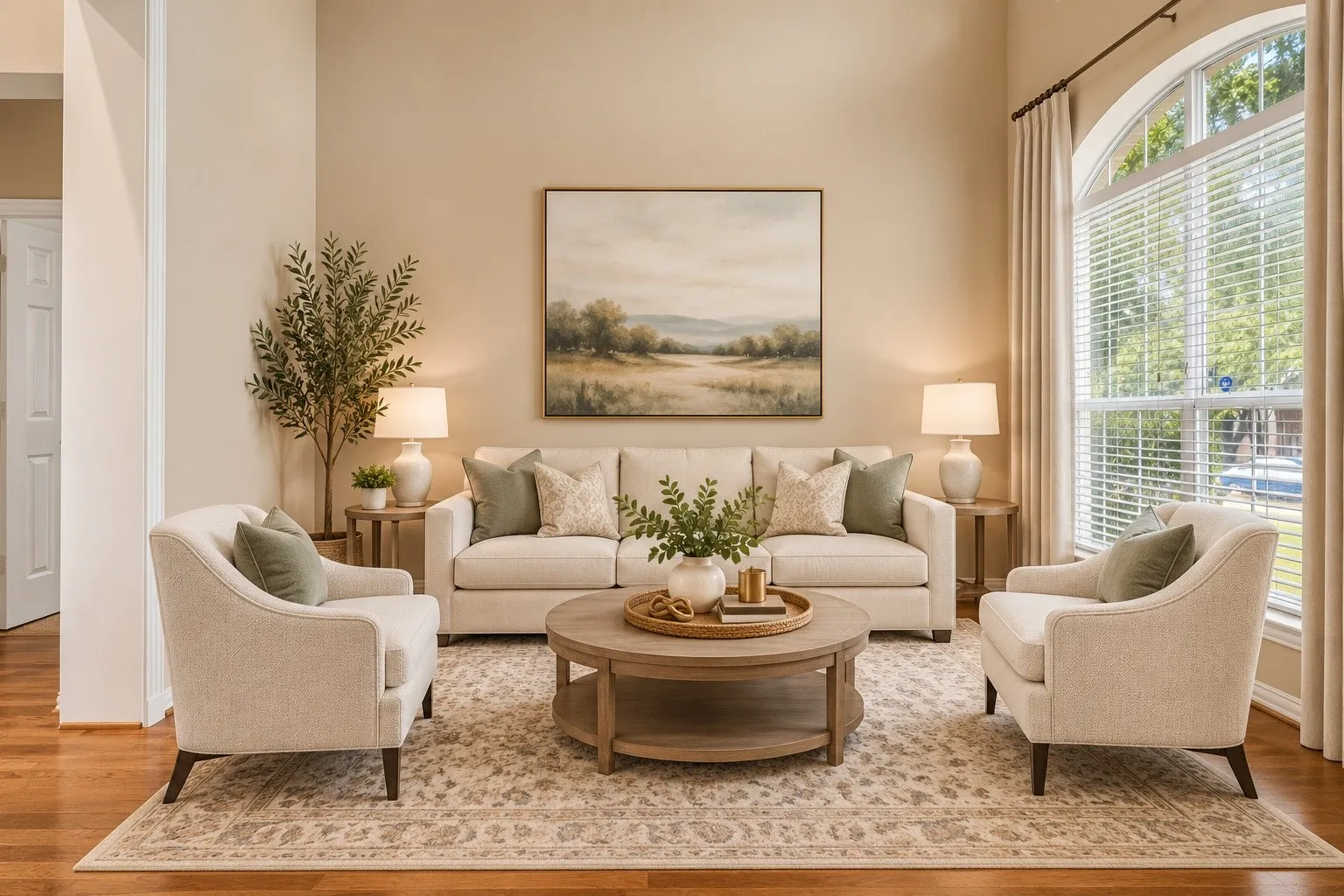 Virtually staged formal living room