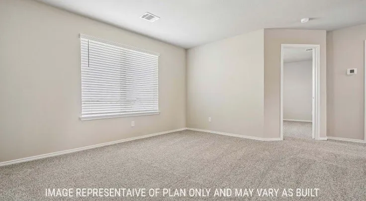 Wall-to-wall carpeting and neutral wall finishes