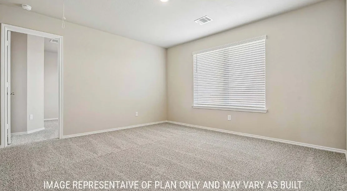 Neutral wall colors and textured carpeting