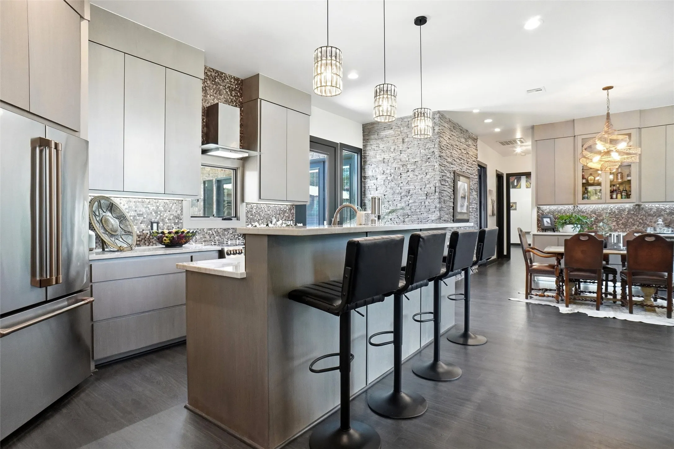 Kitchen with bar stools