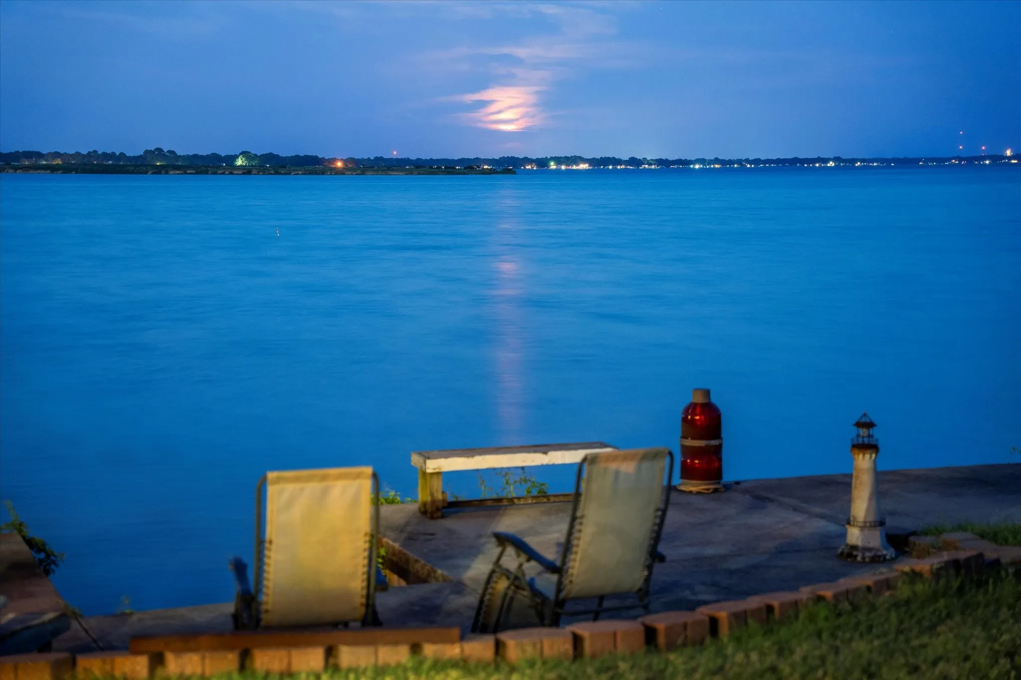 Waterside concrete patio