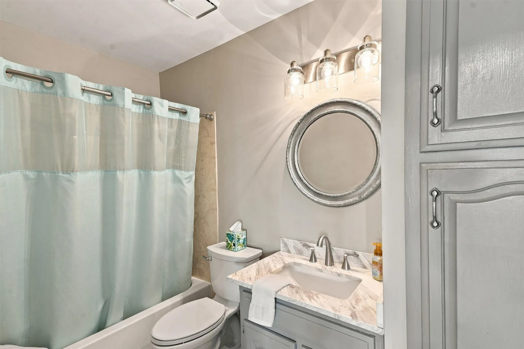 Great full downstairs bathroom for guests, or could be great if you wanted to convert the downstairs family room into a bedroom with a full bath downstairs