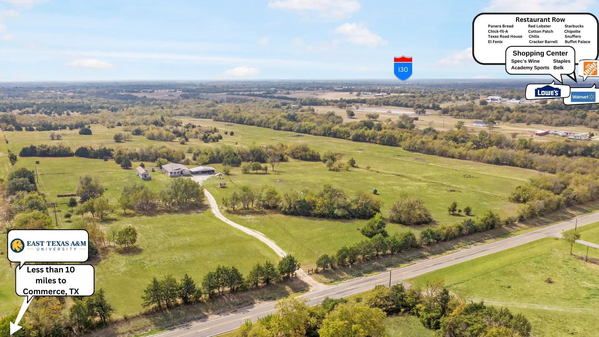 Minutes to Greenville and East Texas A & M University