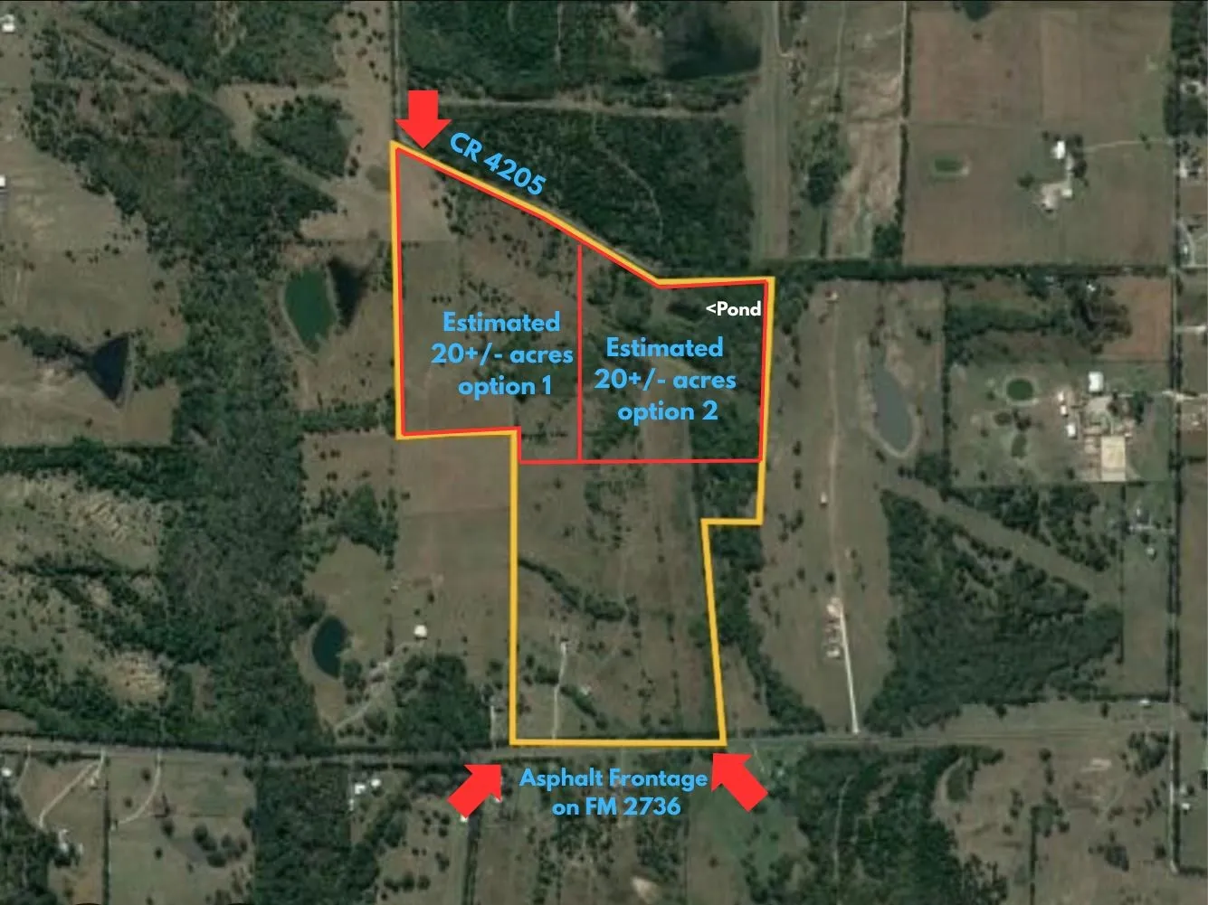 Proposed subdivision of estimated 20 acre options