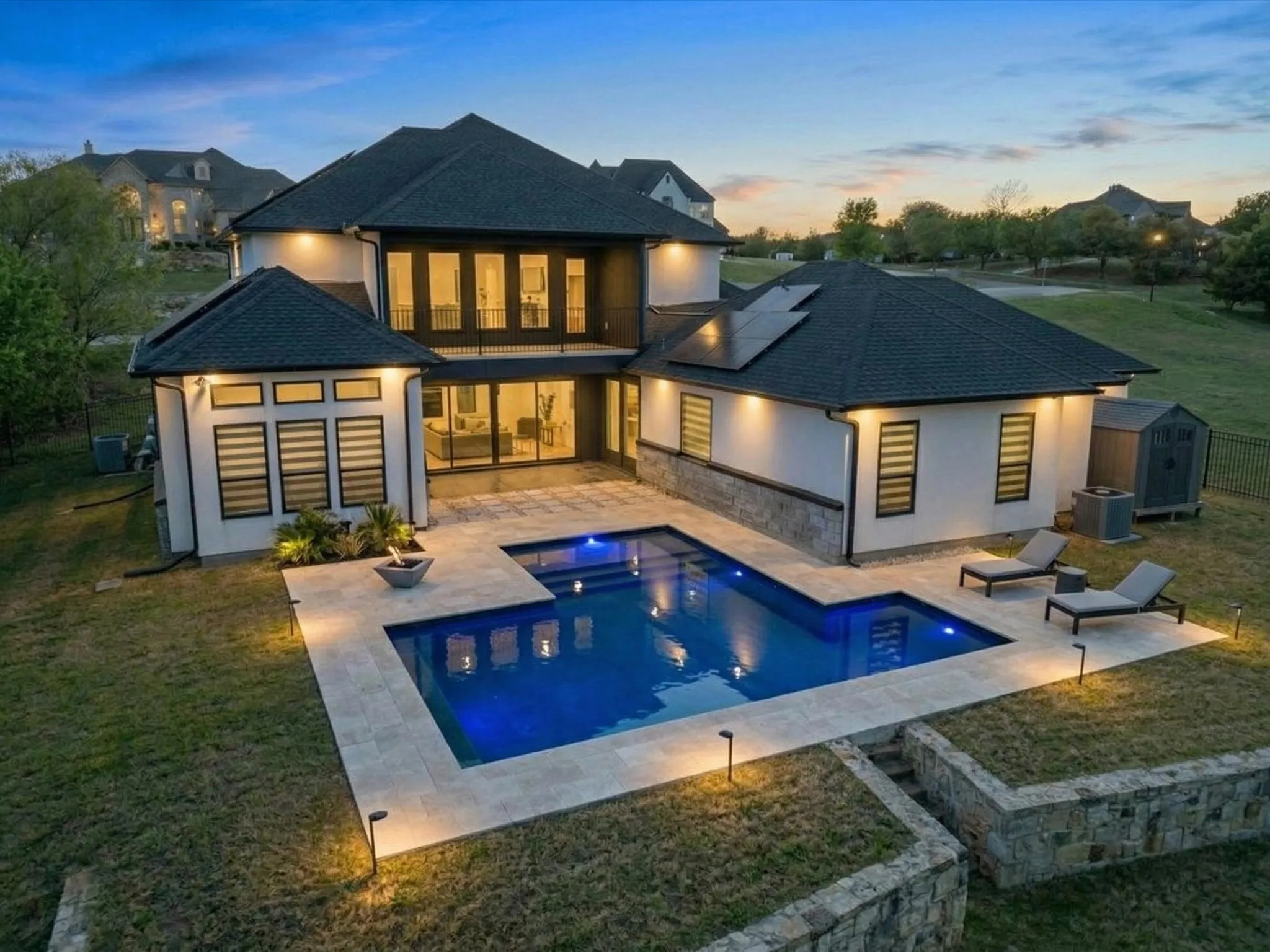 Virtually Staged Pool to show the potential for backyard upgrading.