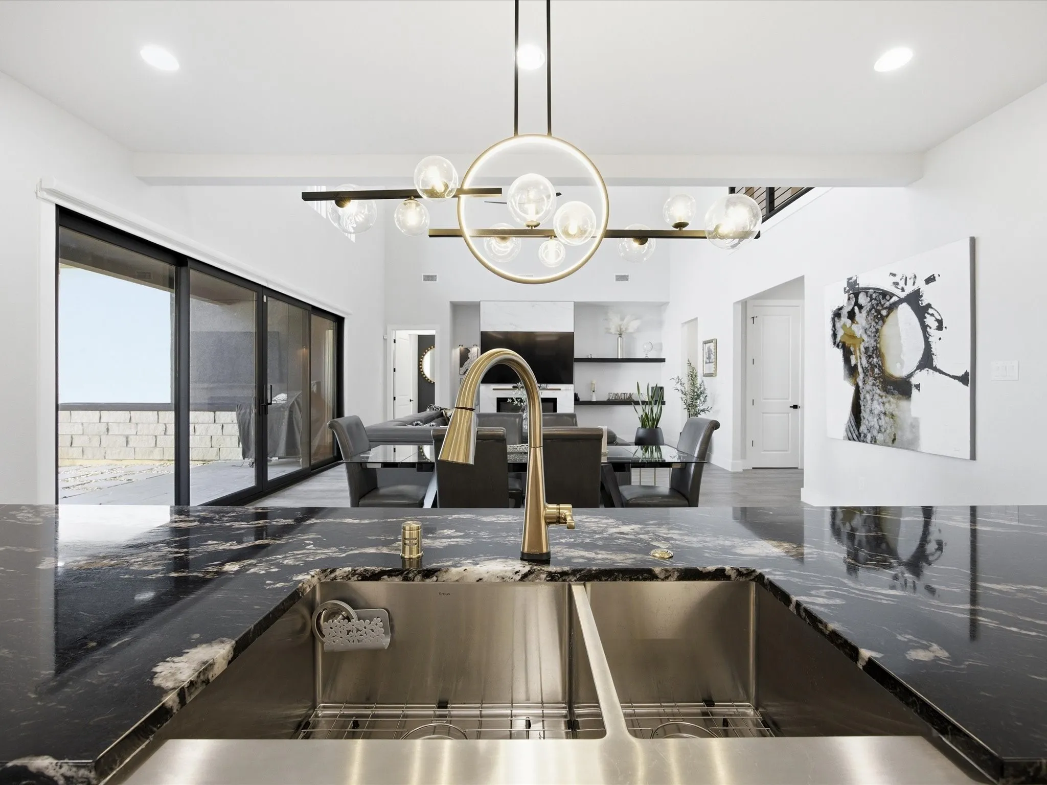 Kitchen, Living and Dining areas from the Kitchen island