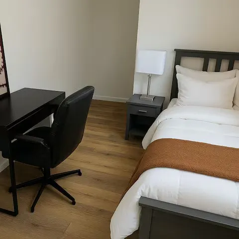 Wood-finish flooring throughout