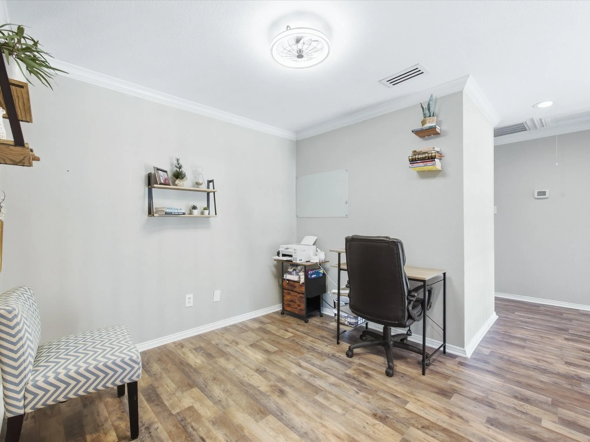 Wood-finish flooring throughout