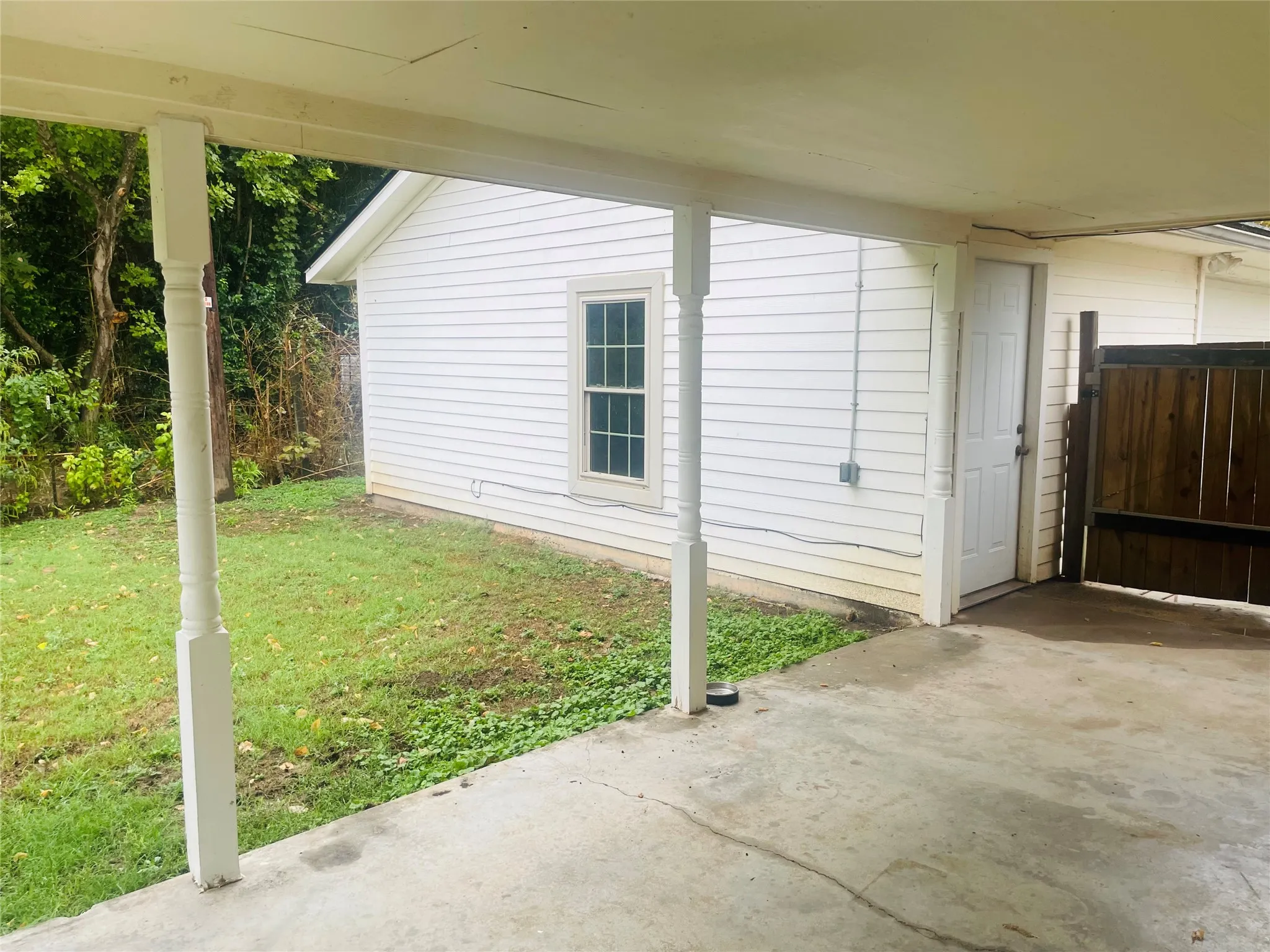 View of 10x18 shop attached to garage