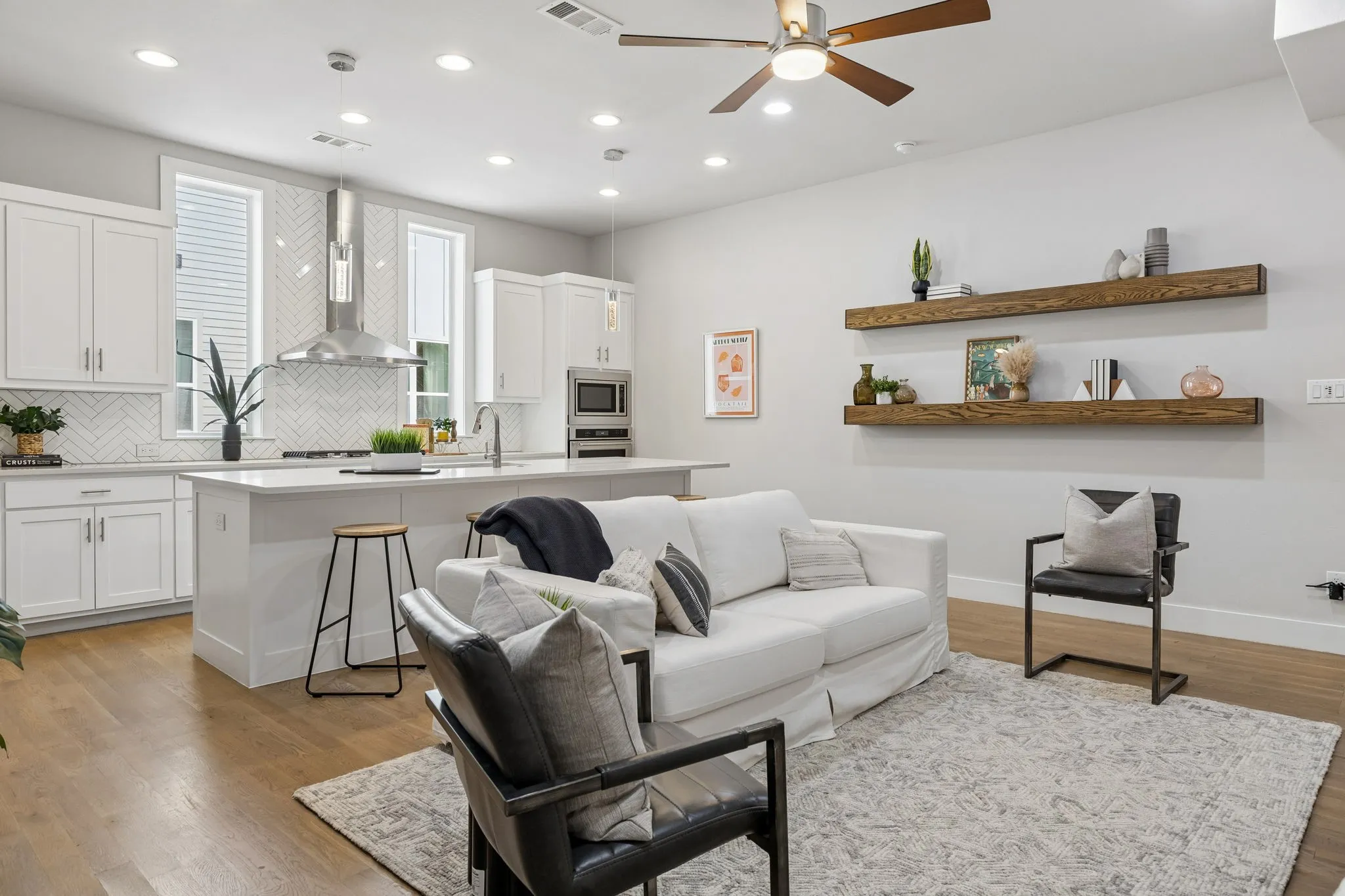 2nd floor living and kitchen