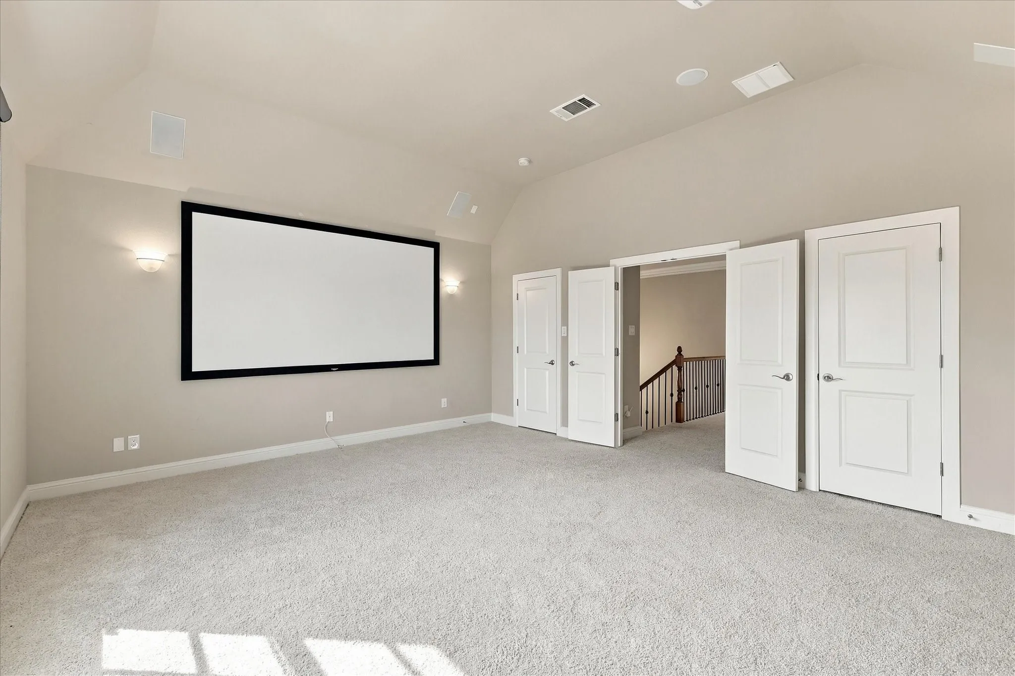 Media room has 2 closets