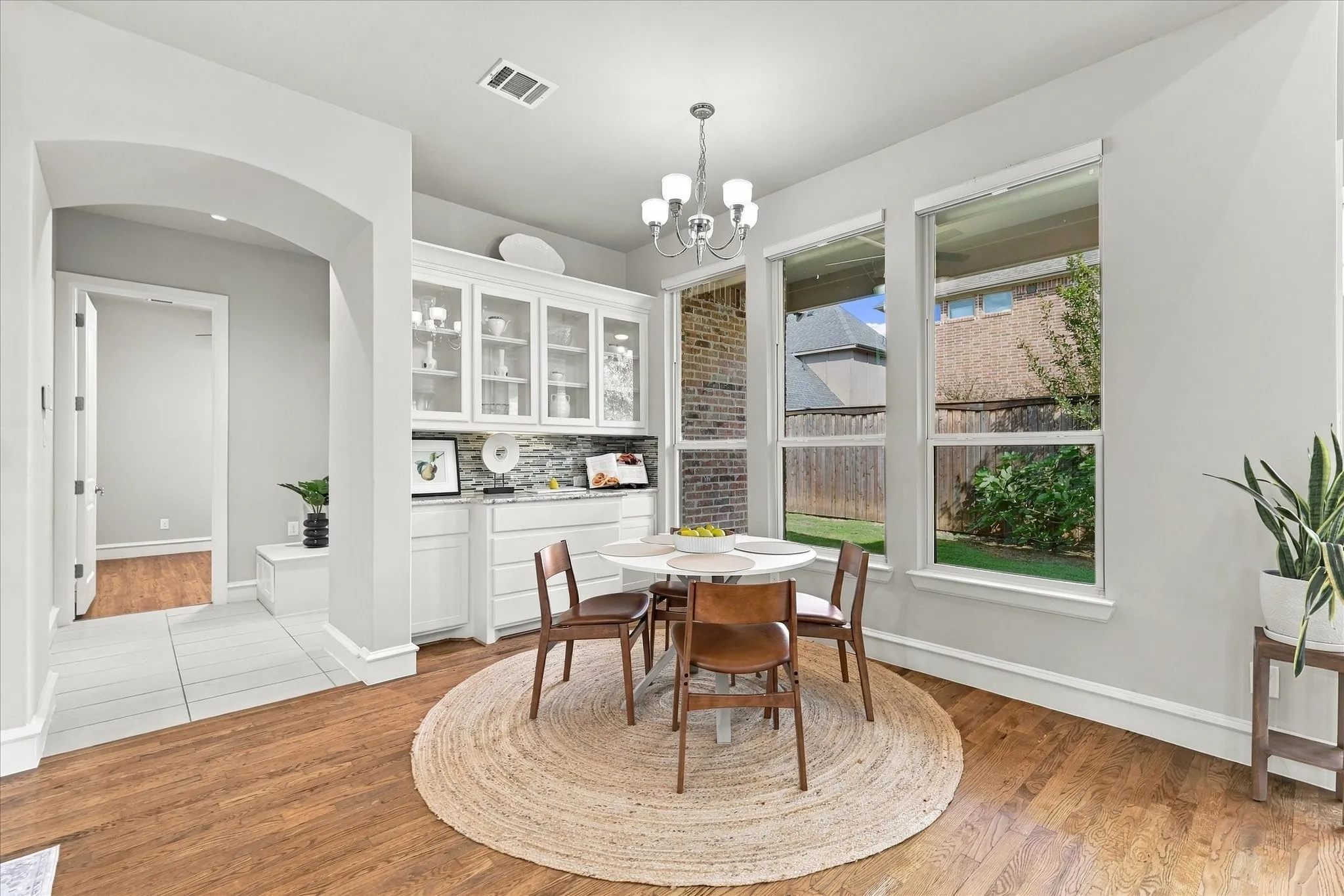 Breakfast nook with additional built-in cabinets