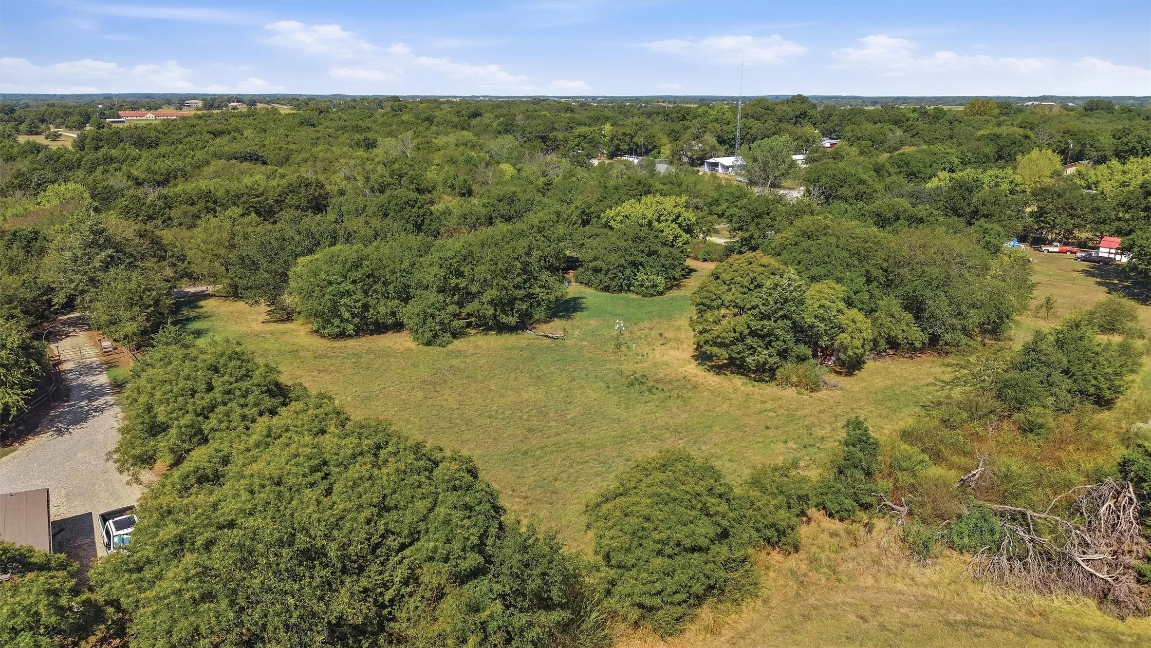 Expansive natural landscape featuring a mix of mature trees and open grassy areas