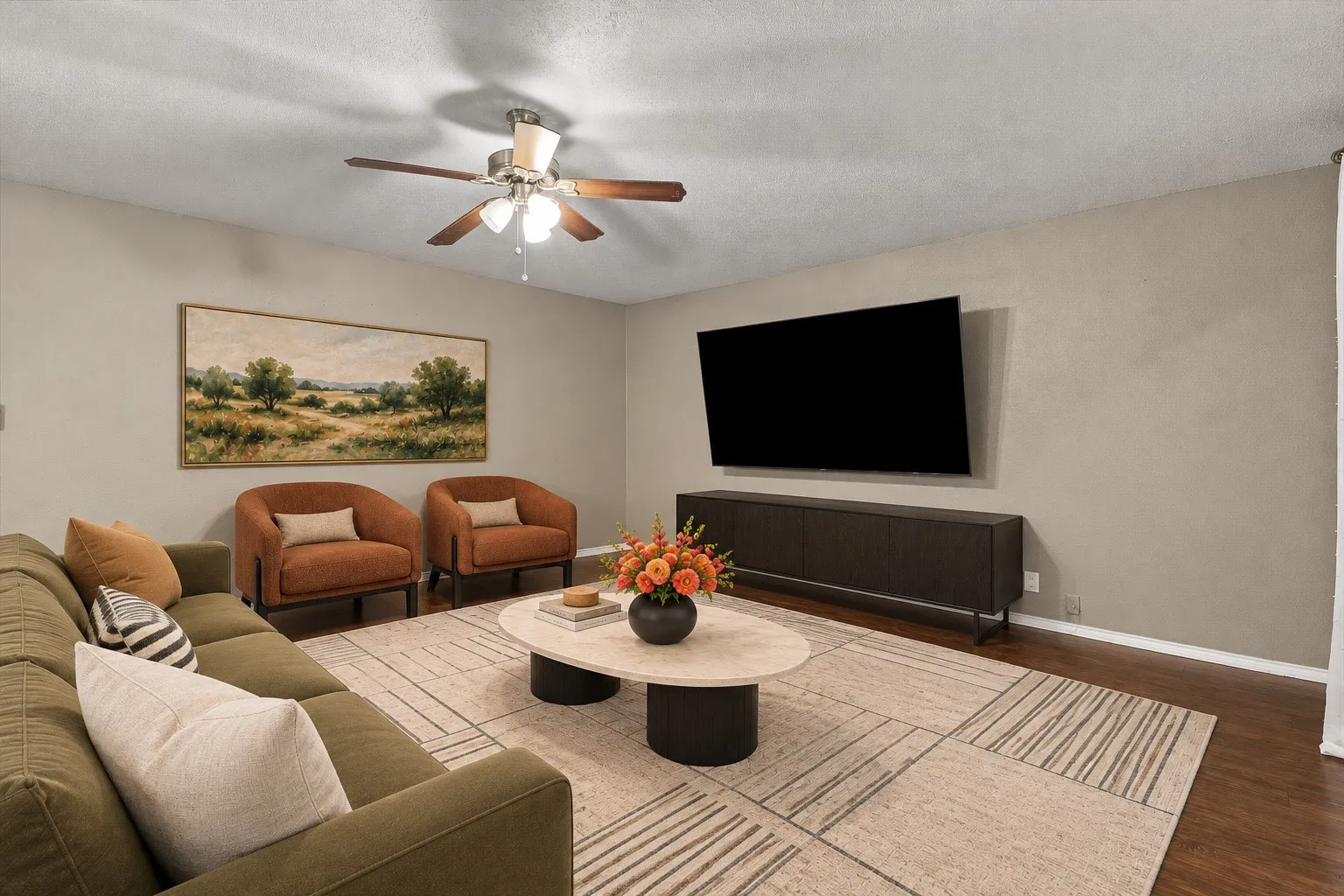 Virtually Staged Wood-finish flooring throughout
