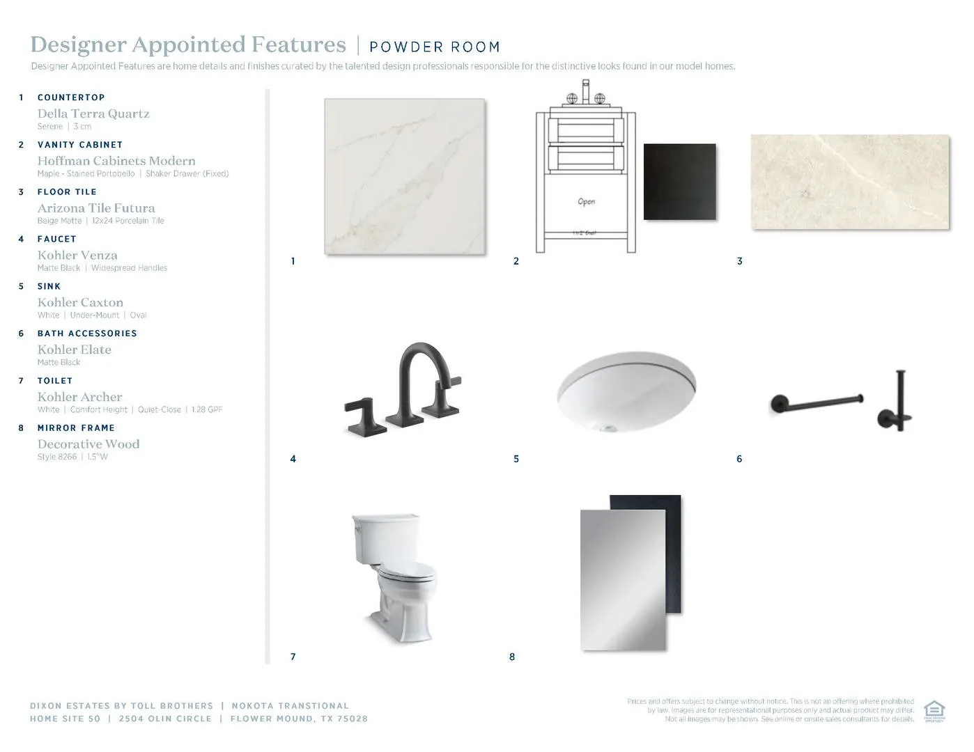 Nokota Transitional-Powder Room Selections