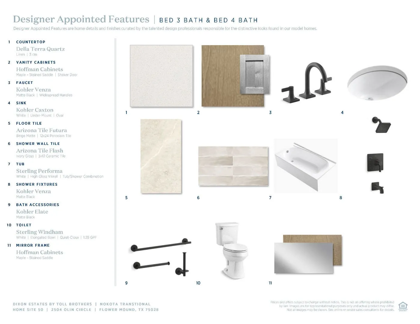 Nokota Transitional-Bed 3 Bath & Bed 4 Bath Selection