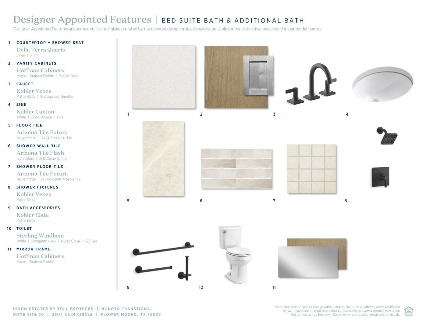 Nokota Transitional-Bed Suite Bath & Additional Bath Selections