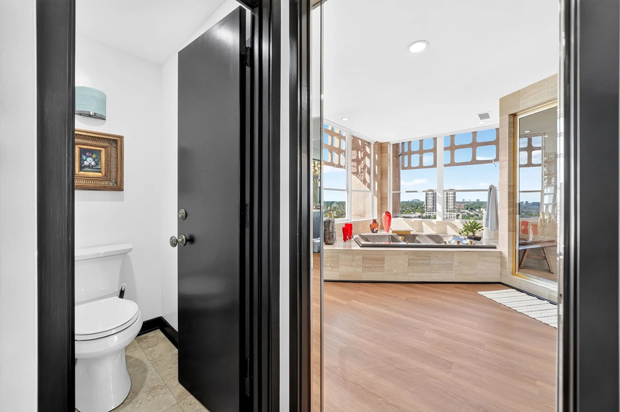 Primary bathroom with sweeping views