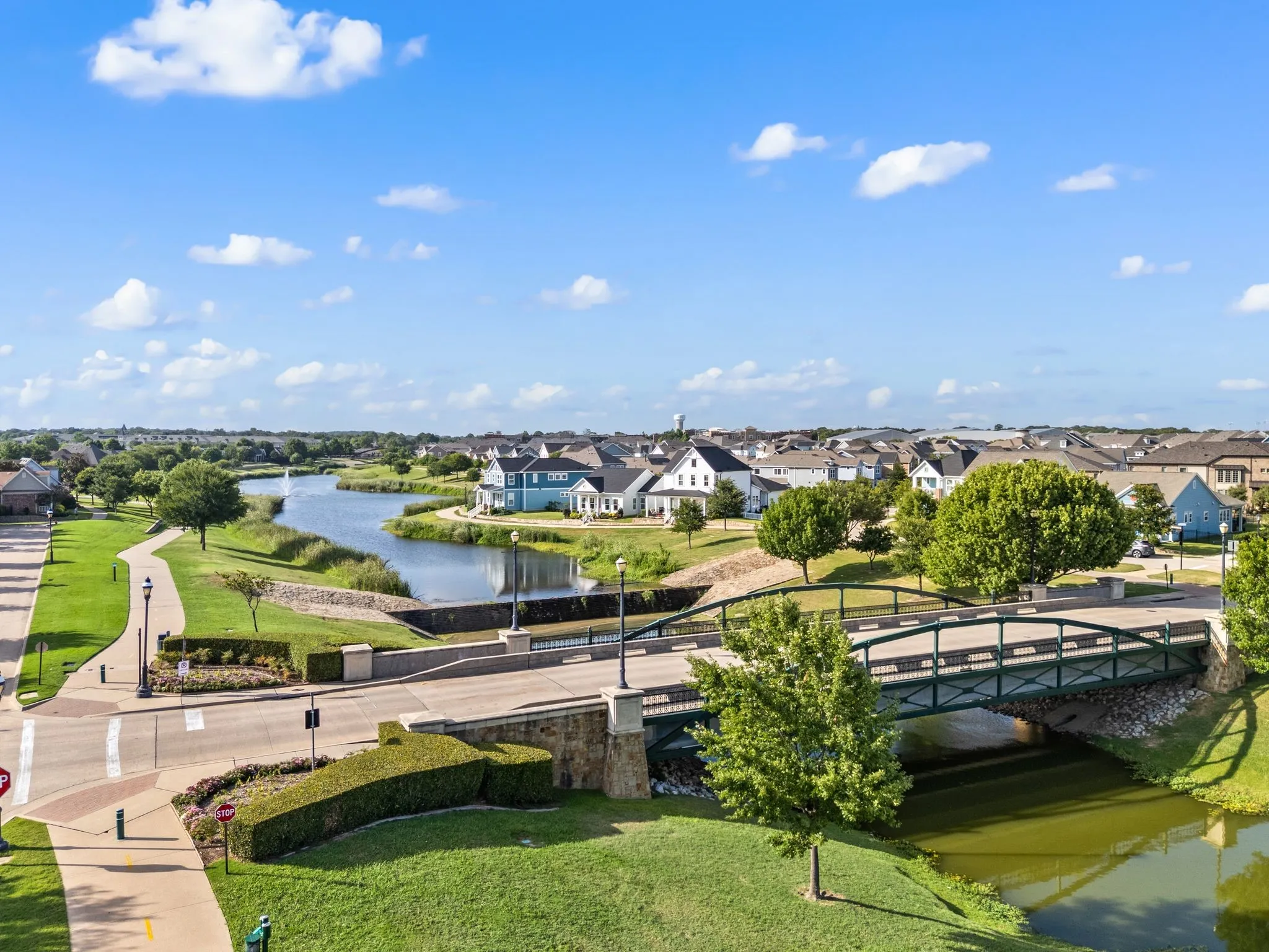 Home Town bridge and water view