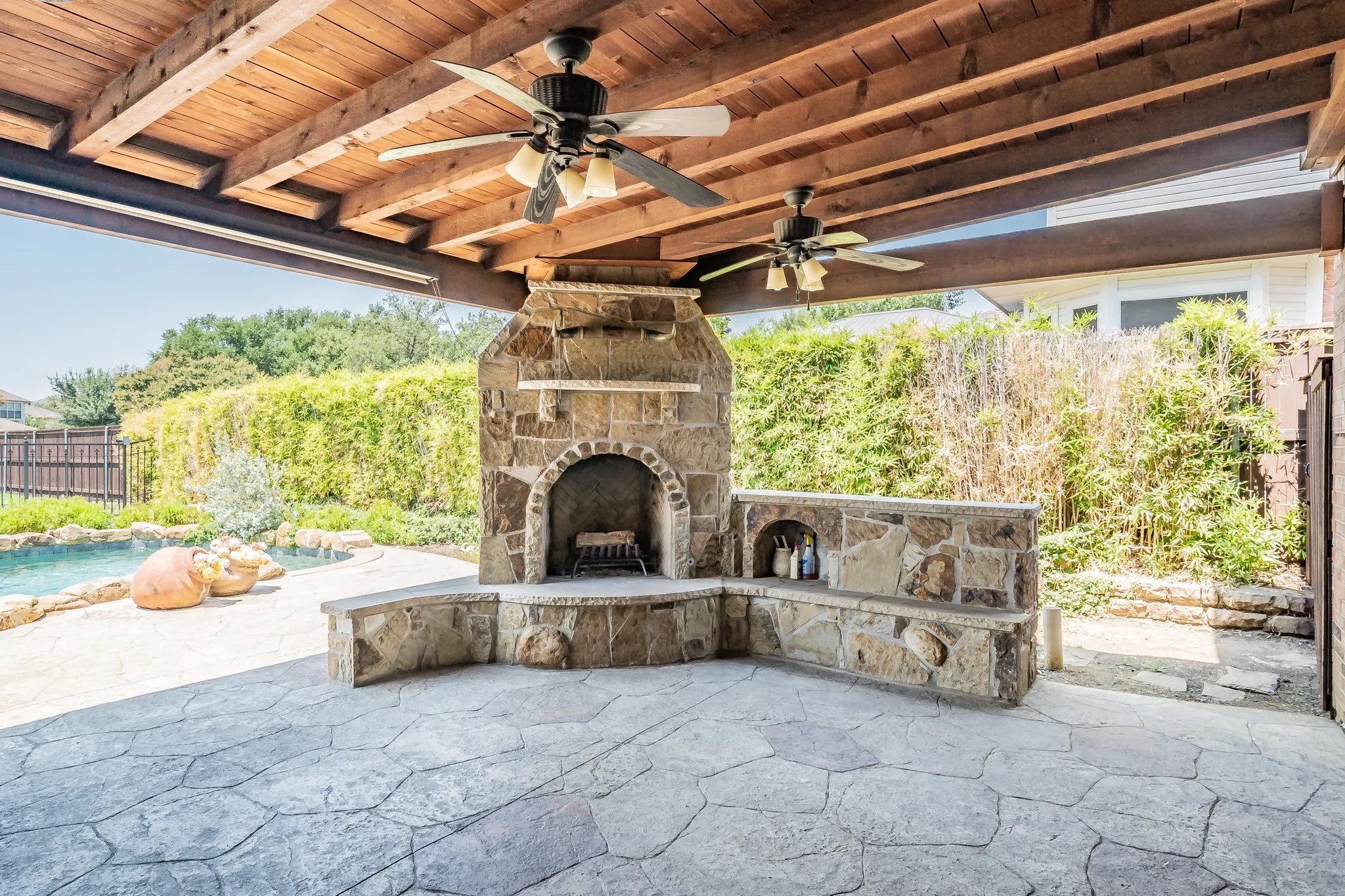 Outdoor fireplace for cozy evenings