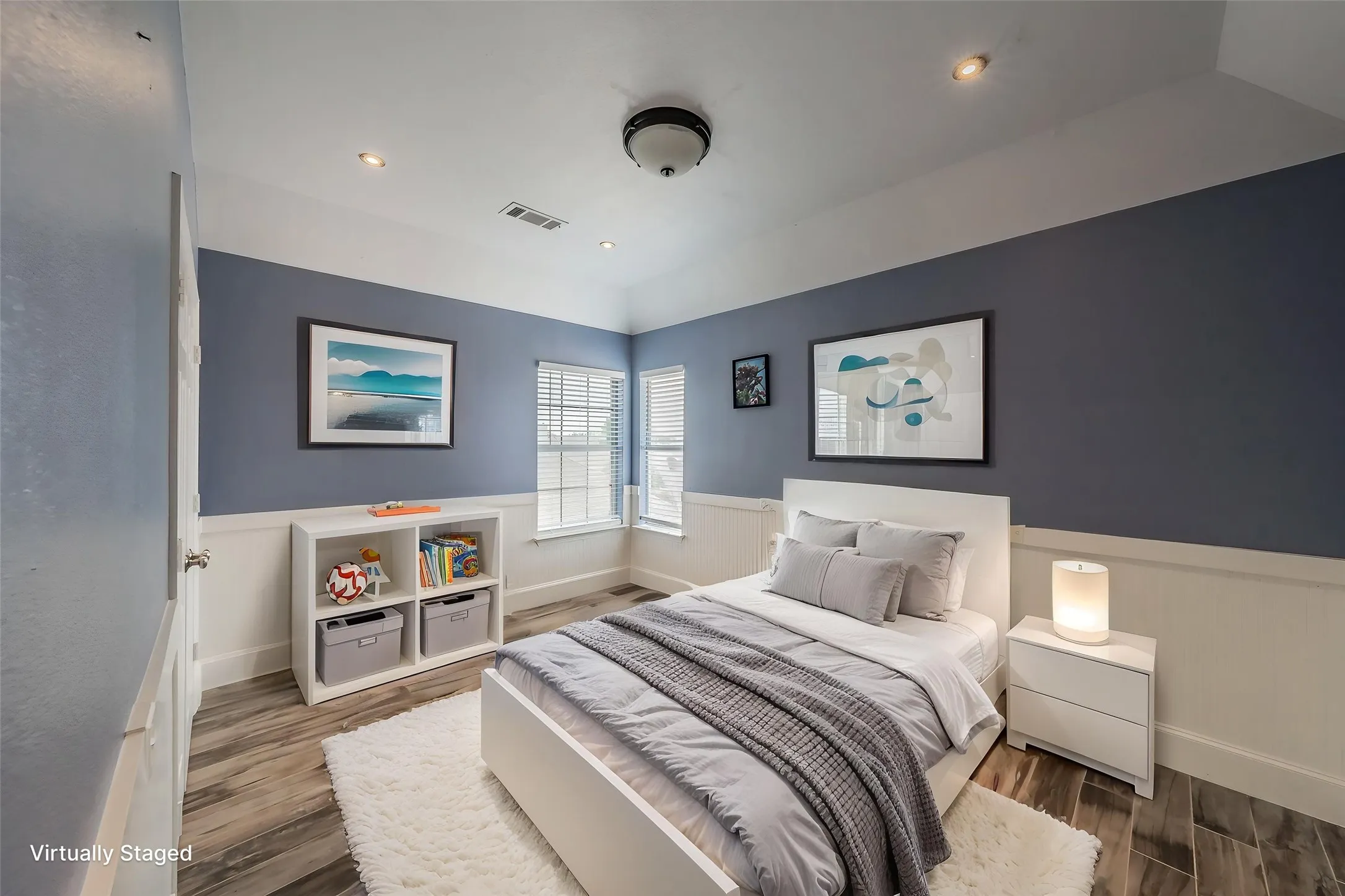 Virtually staged bedroom.
