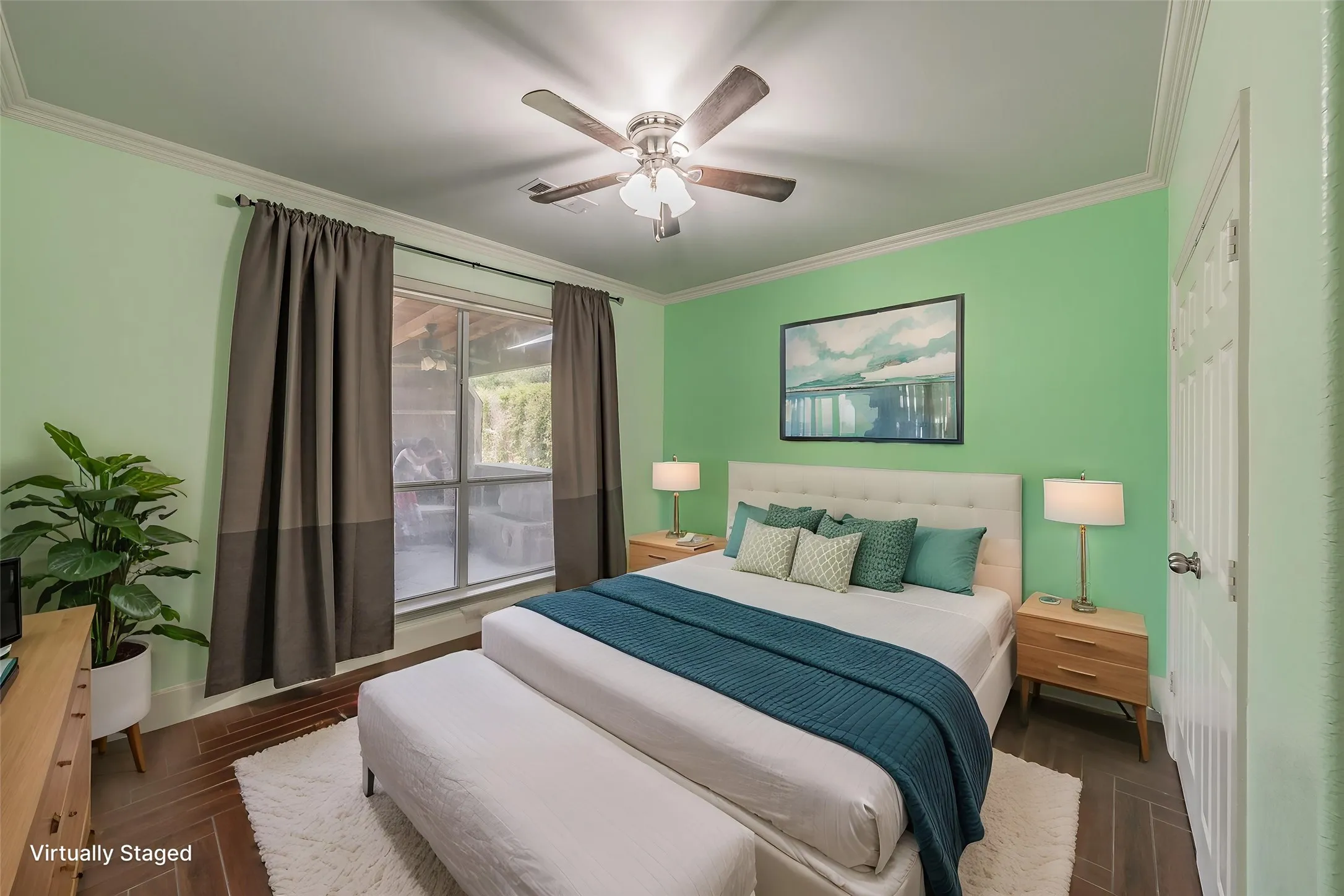 Virtually staged bedroom on first floor