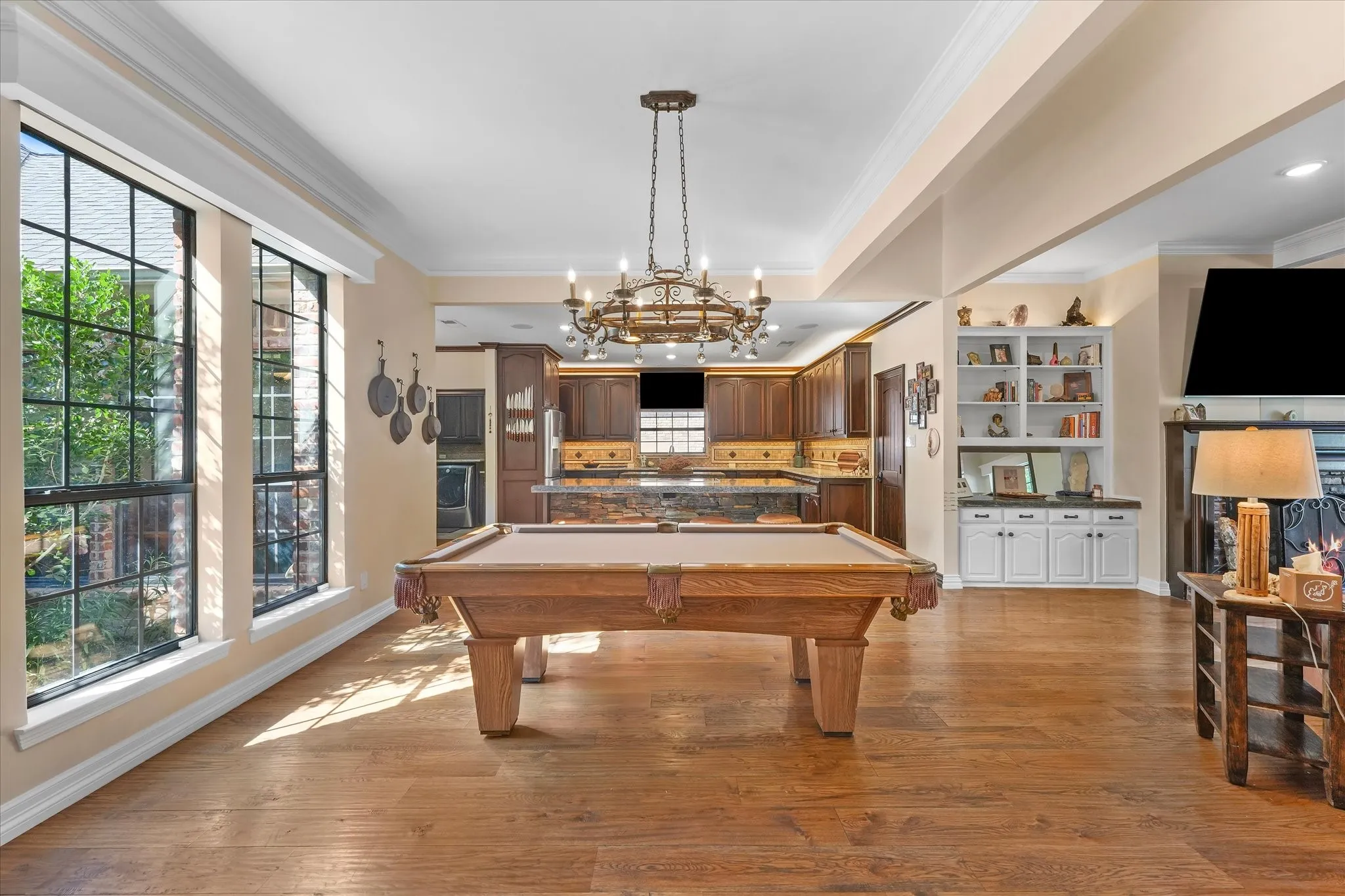 Expansive, connected kitchen, dining and living spaces create an inviting setting for everything from casual gatherings to elegant dinner parties.