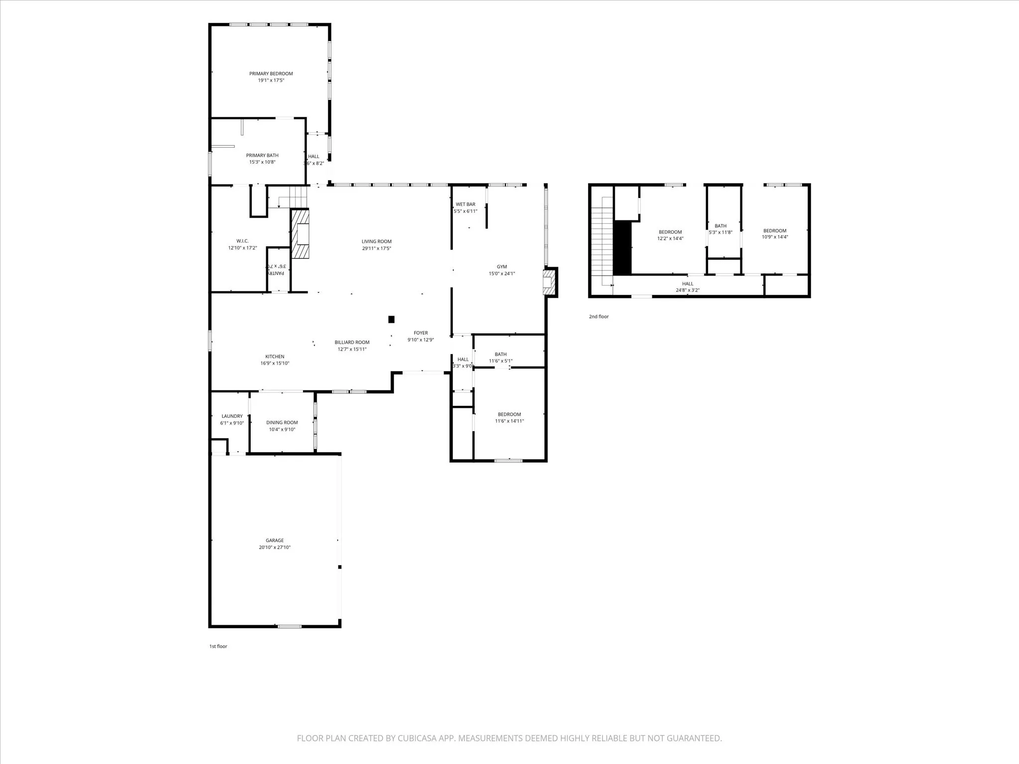 Complete floor plan: four bedrooms, three full baths and a three-car garage.